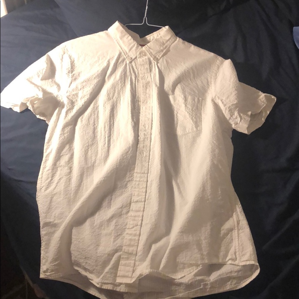 White Short Sleeve Button Down